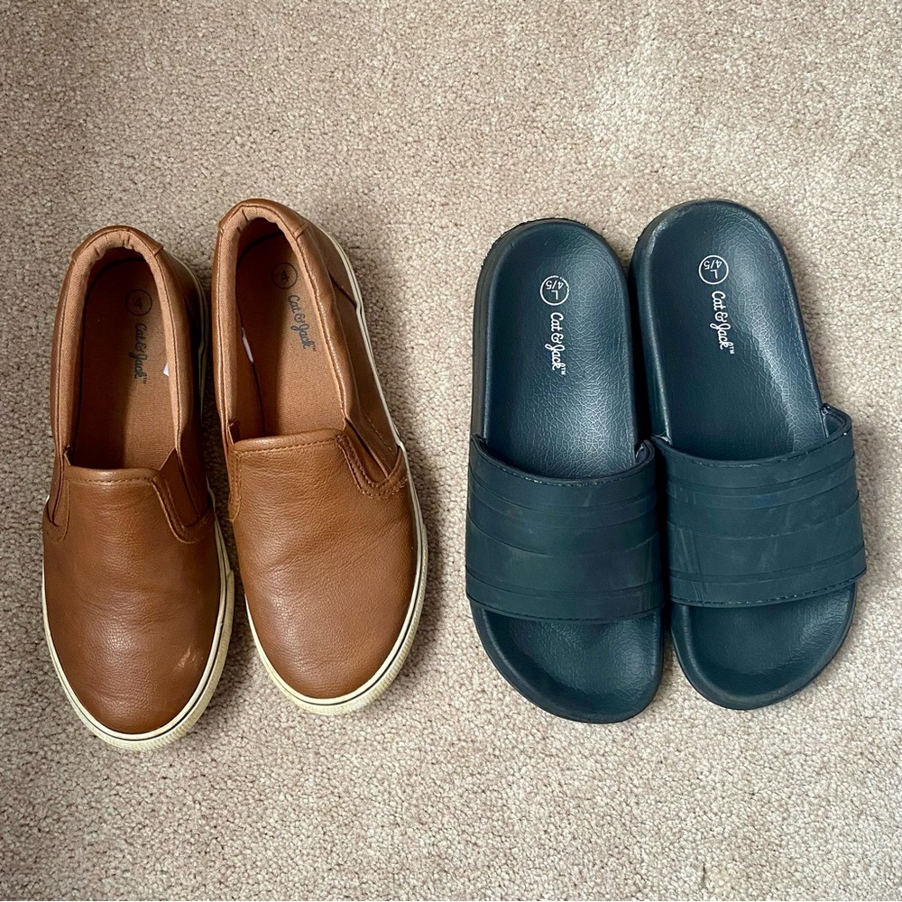 Two pairs of boys Cat & Jack shoes